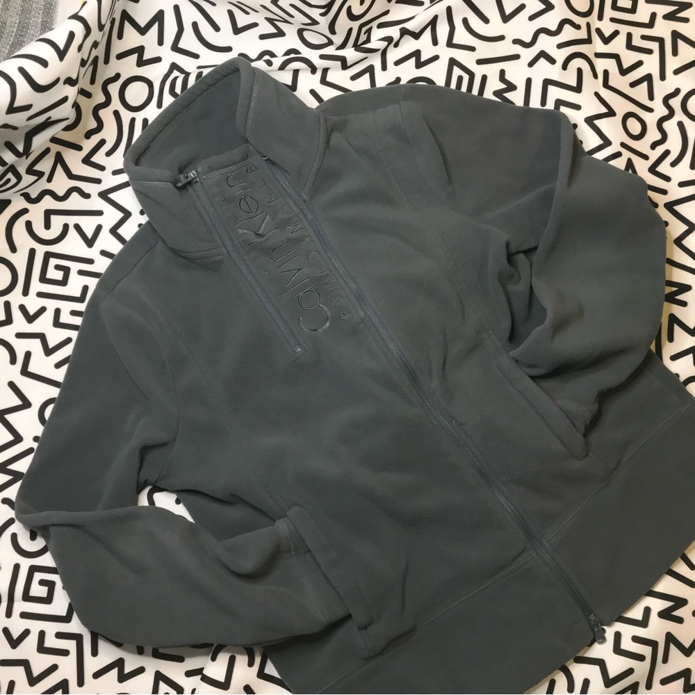 Charcoal Calvin Klein fleece tech runners jacket